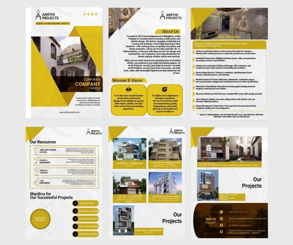 construction company profile template of Arrthi project